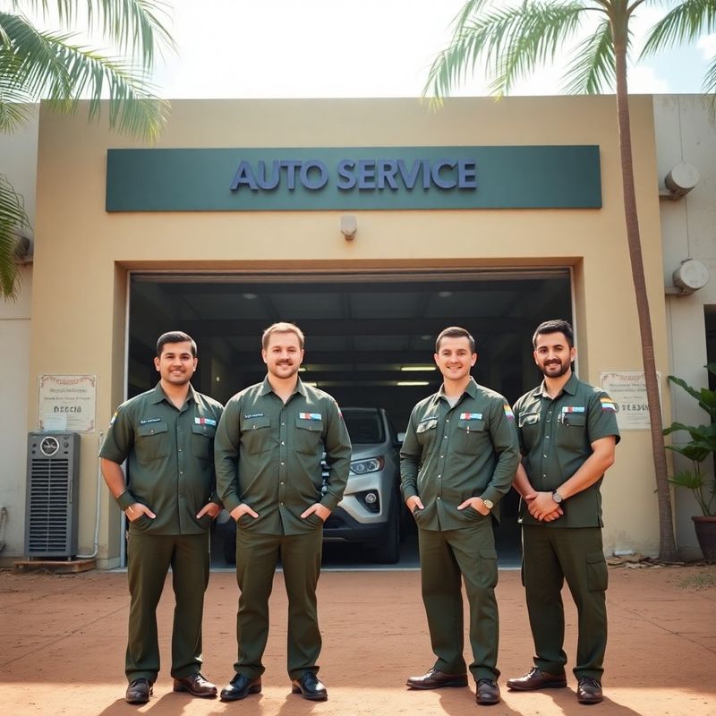 Equipe de quatro técnicos da SILVER em frente à oficina em Recife